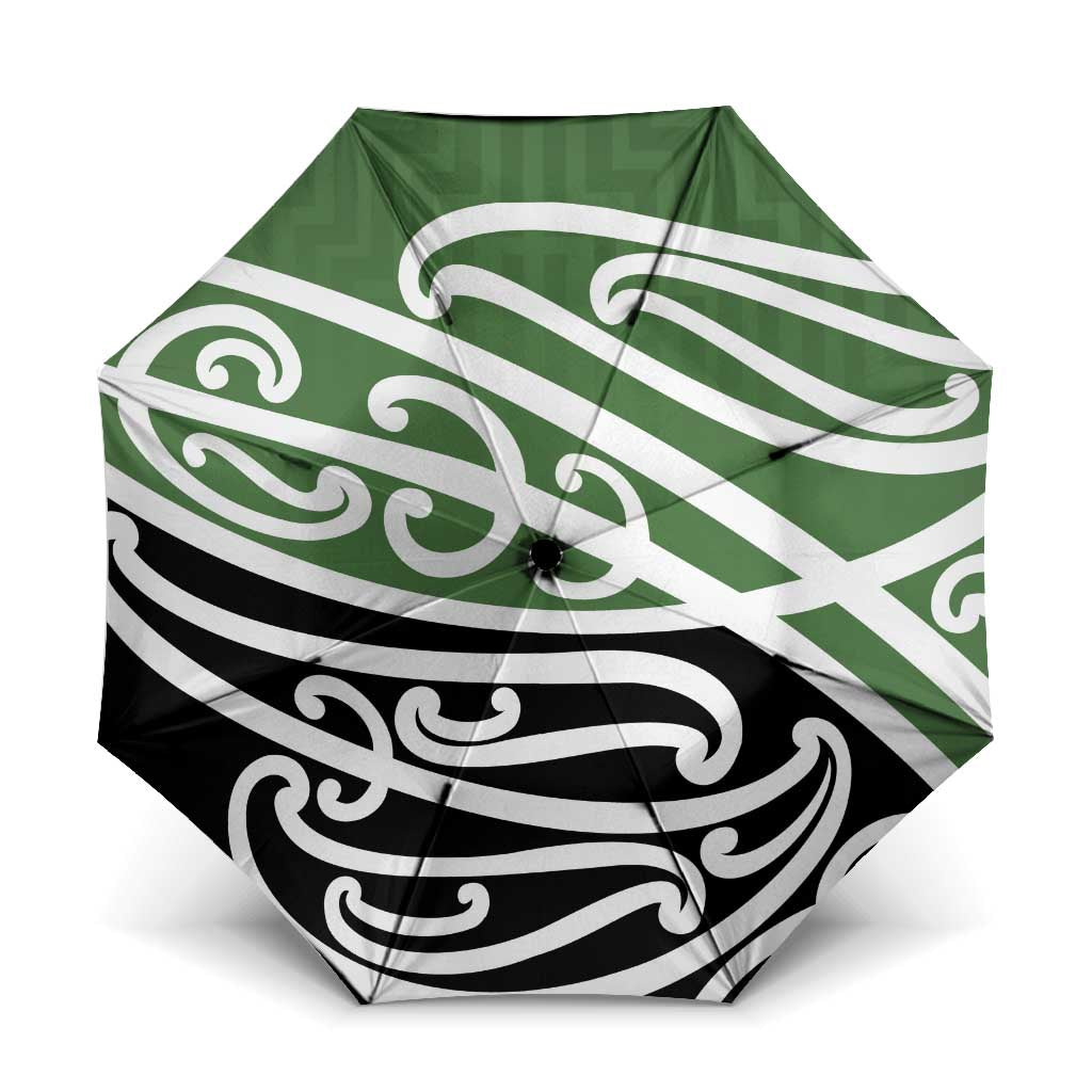 Green Fern New Zealand Kowhai Ngutukak Umbrella LT9 One Size Folded 11.42 inch Opened Diameter 37.4 inch Green - Polynesian Pride