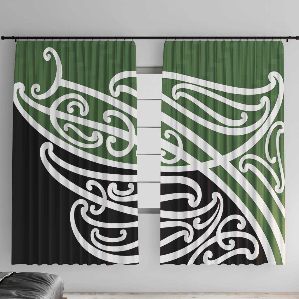 Green Fern New Zealand Kowhai Ngutukak Window Curtain LT9 With Hooks Green - Polynesian Pride