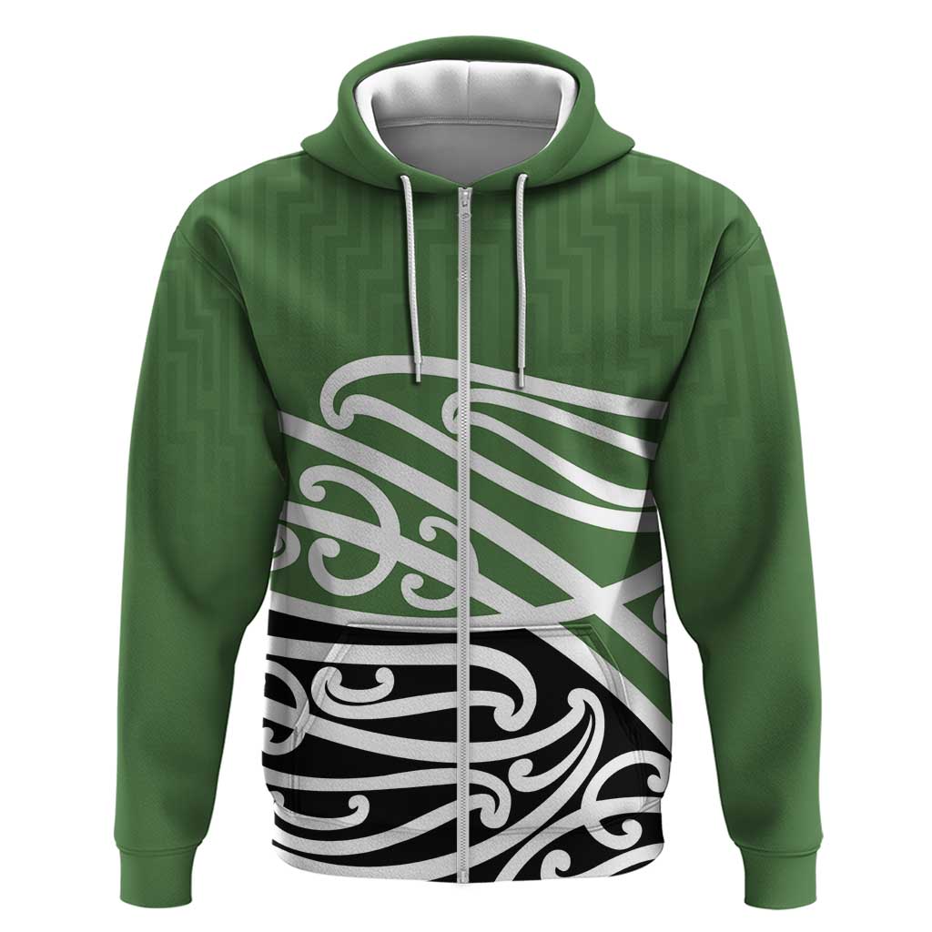 Green Fern New Zealand Kowhai Ngutukak Zip Hoodie LT9 Zip Hoodie Green - Polynesian Pride