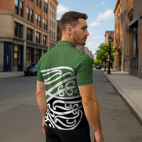 Green Fern New Zealand Kowhai Ngutukak Zipper Polo Shirt - Polynesian Pride