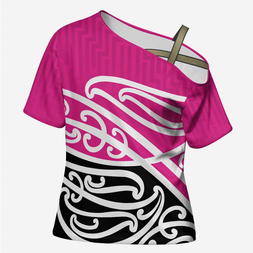 All Pink New Zealand Kowhai Ngutukak Cross Shoulder Shirt - Polynesian Pride