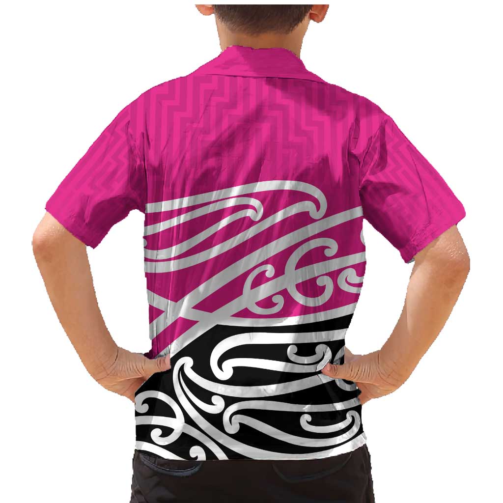 All Pink New Zealand Kowhai Ngutukak Family Matching Mermaid Dress and Hawaiian Shirt - Polynesian Pride