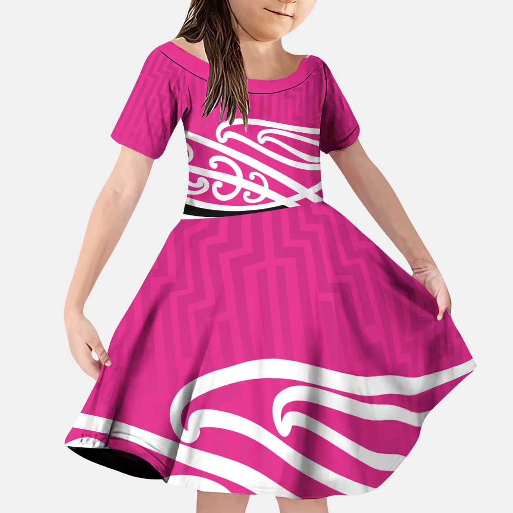 All Pink New Zealand Kowhai Ngutukak Family Matching Puletasi and Hawaiian Shirt - Polynesian Pride