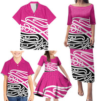 All Pink New Zealand Kowhai Ngutukak Family Matching Puletasi and Hawaiian Shirt - Polynesian Pride