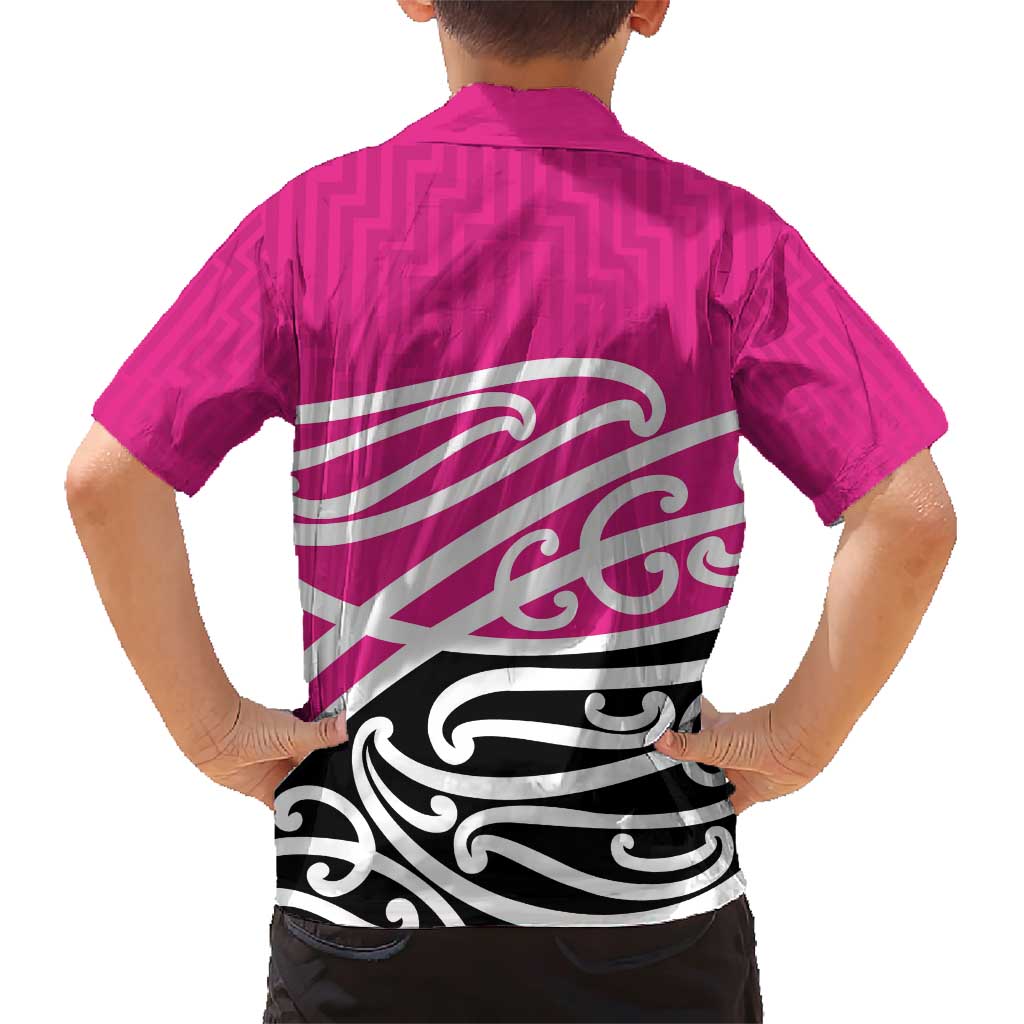 All Pink New Zealand Kowhai Ngutukak Family Matching Short Sleeve Bodycon Dress and Hawaiian Shirt - Polynesian Pride