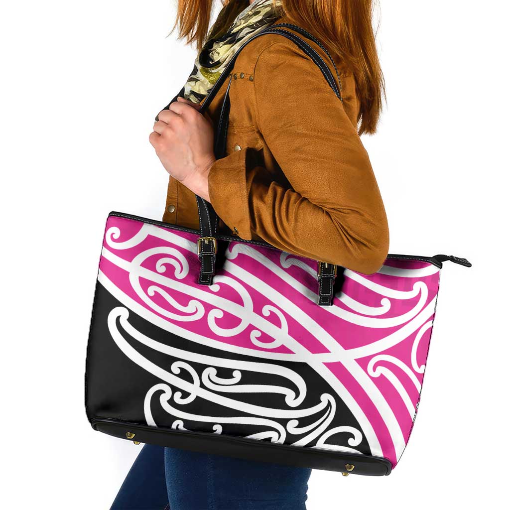 All Pink New Zealand Kowhai Ngutukak Leather Tote Bag LT9 Pink - Polynesian Pride