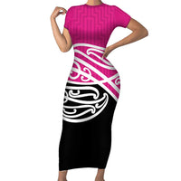 All Pink New Zealand Kowhai Ngutukak Short Sleeve Bodycon Dress - Polynesian Pride