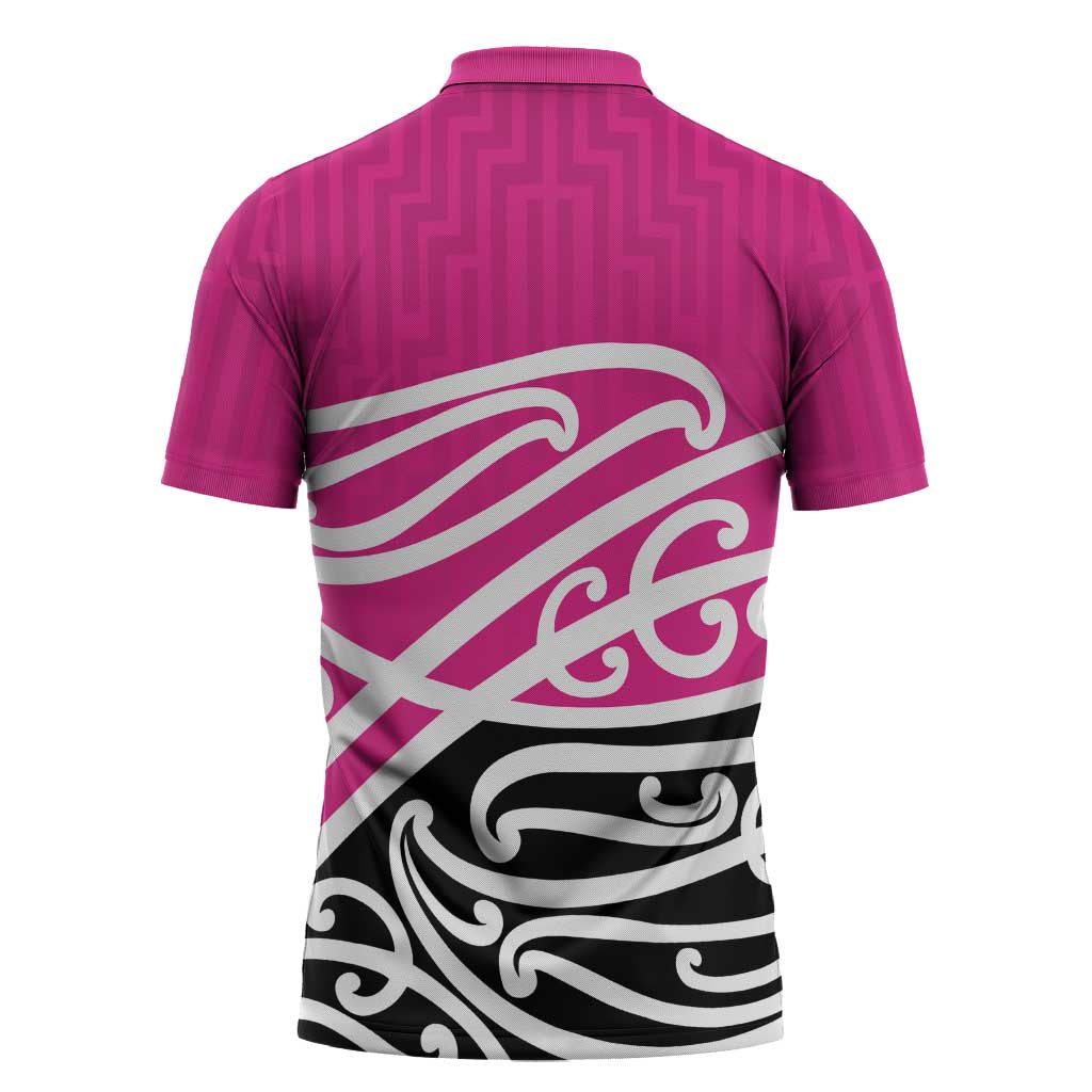 All Pink New Zealand Kowhai Ngutukak Zipper Polo Shirt - Polynesian Pride