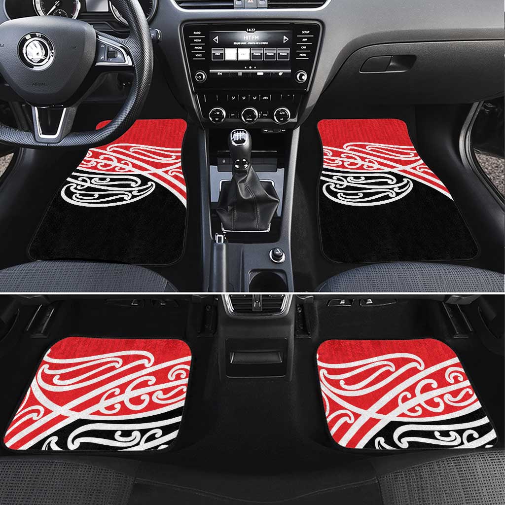 All Red New Zealand Kowhai Ngutukak Car Mats LT9 Set 4pcs Red - Polynesian Pride