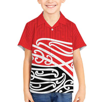 All Red New Zealand Kowhai Ngutukak Family Matching Short Sleeve Bodycon Dress and Hawaiian Shirt - Polynesian Pride