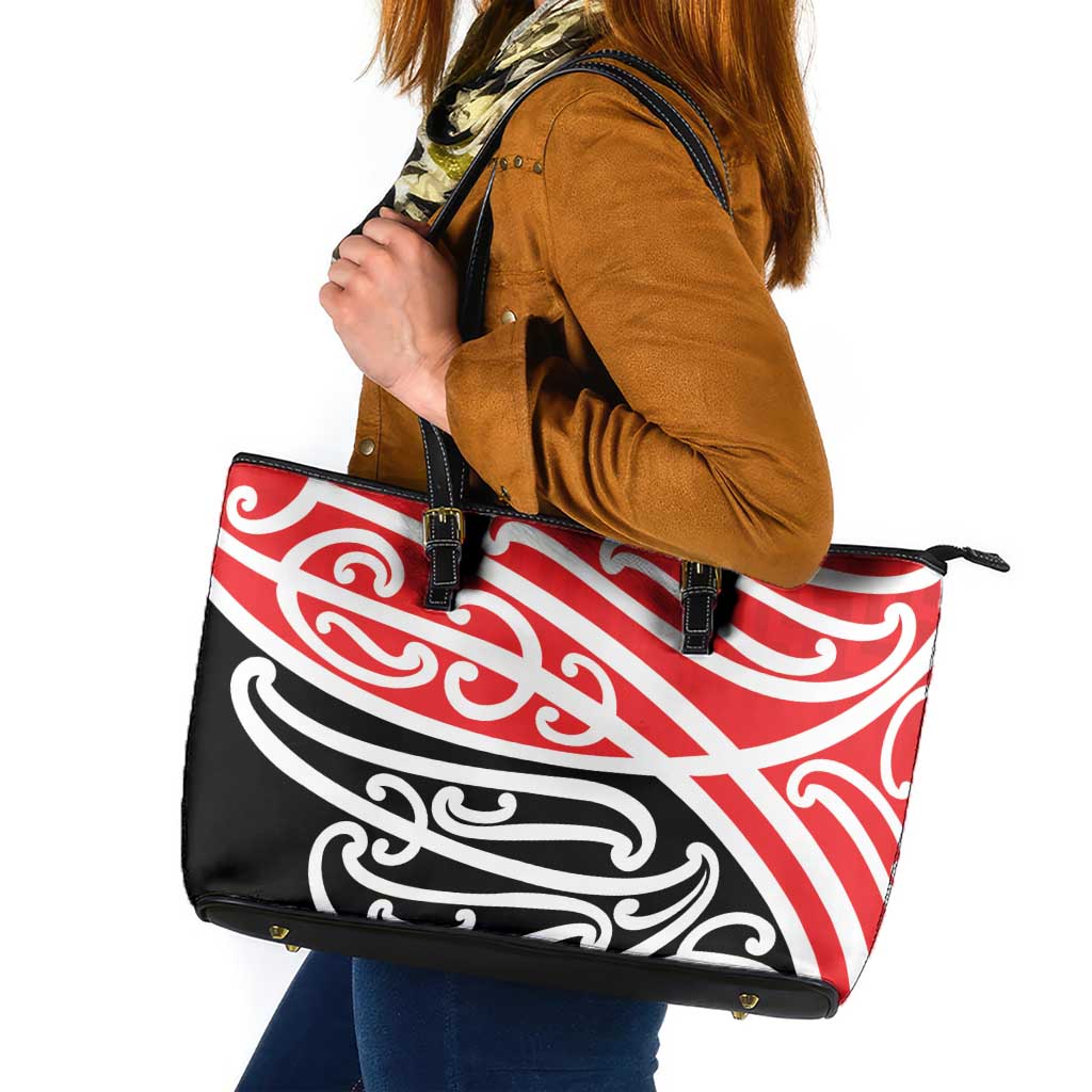 All Red New Zealand Kowhai Ngutukak Leather Tote Bag LT9 Red - Polynesian Pride