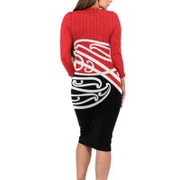 All Red New Zealand Kowhai Ngutukak Long Sleeve Bodycon Dress - Polynesian Pride