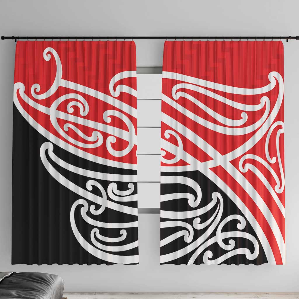 All Red New Zealand Kowhai Ngutukak Window Curtain LT9 With Hooks Red - Polynesian Pride