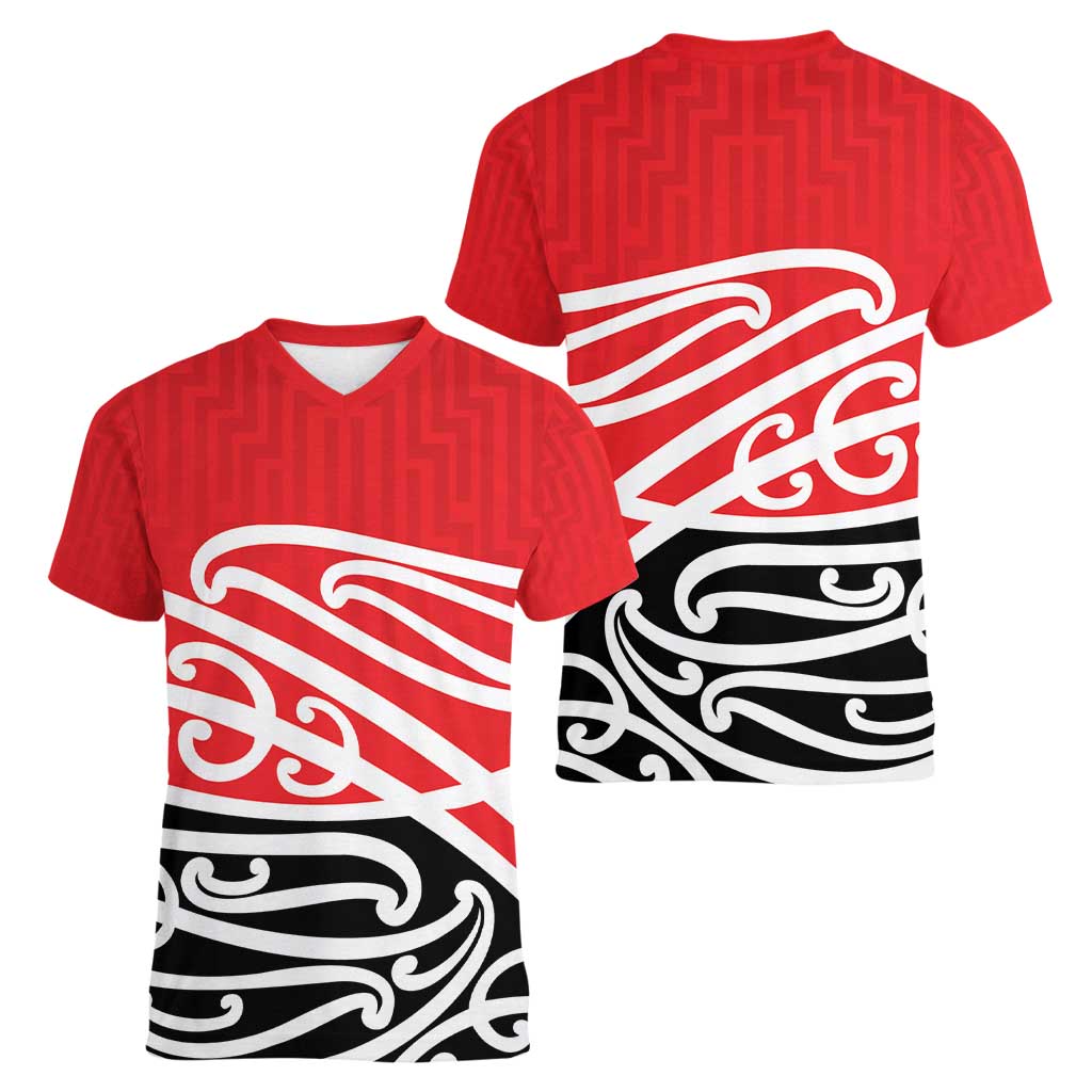 All Red New Zealand Kowhai Ngutukak Women V-Neck T-Shirt - Polynesian Pride