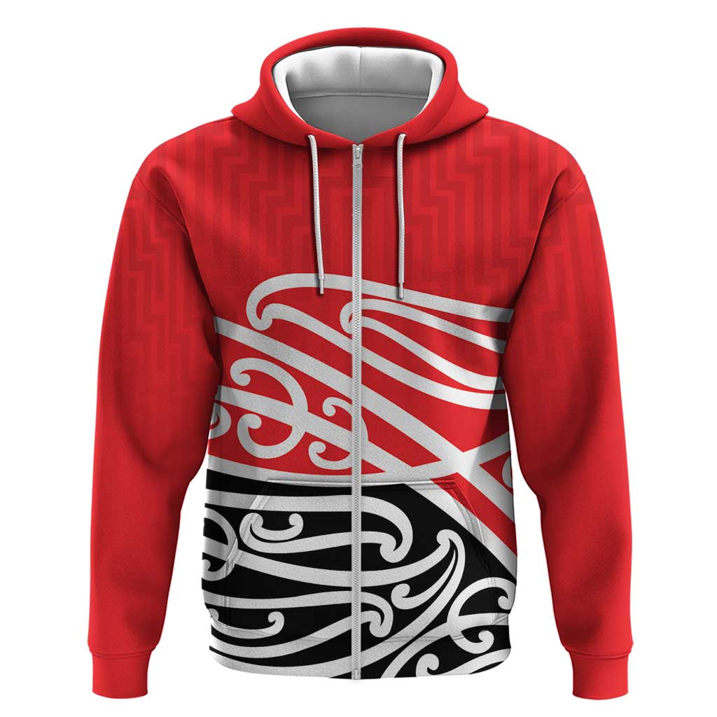 All Red New Zealand Kowhai Ngutukak Zip Hoodie LT9 Zip Hoodie Red - Polynesian Pride