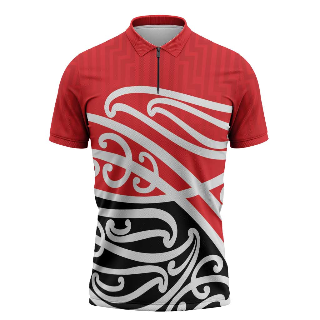 All Red New Zealand Kowhai Ngutukak Zipper Polo Shirt - Polynesian Pride