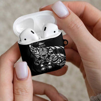 New Zealand Lawn Bowls AirPods Case Black Maori Warrior Tribal Silver Fern - Polynesian Pride