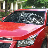 New Zealand Lawn Bowls Auto Sun Shade Black Maori Warrior Tribal Silver Fern - Polynesian Pride