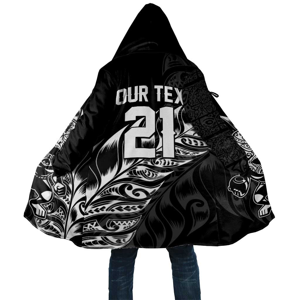 New Zealand Lawn Bowls Custom Cloak Black Maori Warrior Tribal Silver Fern - Polynesian Pride