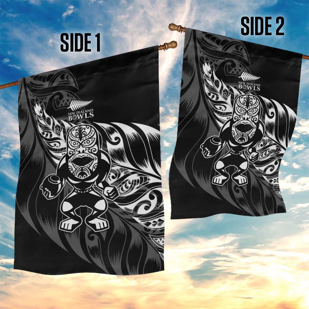 New Zealand Lawn Bowls Garden Flag Black Maori Warrior Tribal Silver Fern - Polynesian Pride