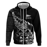 New Zealand Lawn Bowls Custom Hoodie Black Maori Warrior Tribal Silver Fern - Polynesian Pride