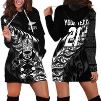 New Zealand Lawn Bowls Custom Hoodie Dress Black Maori Warrior Tribal Silver Fern - Polynesian Pride