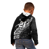 New Zealand Lawn Bowls Custom Kid Hoodie Black Maori Warrior Tribal Silver Fern - Polynesian Pride
