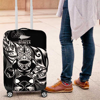 New Zealand Lawn Bowls Luggage Cover Black Maori Warrior Tribal Silver Fern - Polynesian Pride