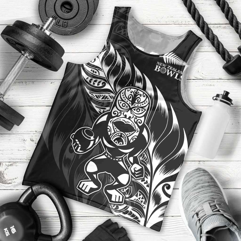New Zealand Lawn Bowls Custom Men Tank Top Black Maori Warrior Tribal Silver Fern - Polynesian Pride