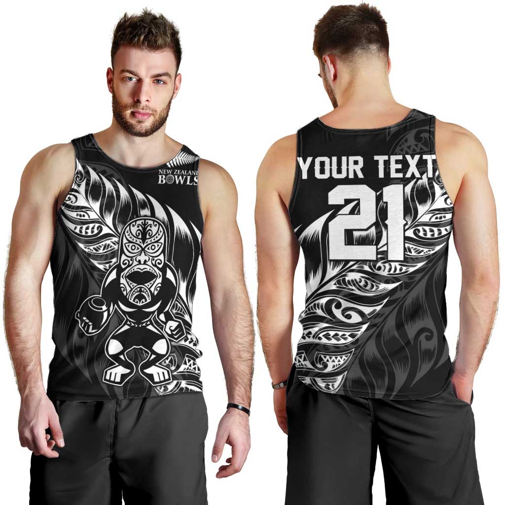 New Zealand Lawn Bowls Custom Men Tank Top Black Maori Warrior Tribal Silver Fern - Polynesian Pride
