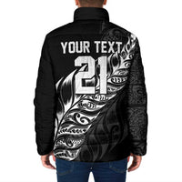 New Zealand Lawn Bowls Custom Padded Jacket Black Maori Warrior Tribal Silver Fern - Polynesian Pride