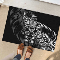 New Zealand Lawn Bowls Rubber Doormat Black Maori Warrior Tribal Silver Fern - Polynesian Pride