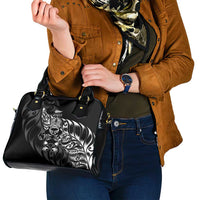 New Zealand Lawn Bowls Shoulder Handbag Black Maori Warrior Tribal Silver Fern - Polynesian Pride