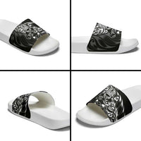 New Zealand Lawn Bowls Slide Sandals Black Maori Warrior Tribal Silver Fern - Polynesian Pride