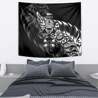 New Zealand Lawn Bowls Tapestry Black Maori Warrior Tribal Silver Fern - Polynesian Pride