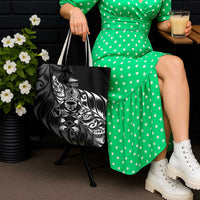 New Zealand Lawn Bowls Tote Bag Black Maori Warrior Tribal Silver Fern - Polynesian Pride