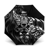 New Zealand Lawn Bowls Umbrella Black Maori Warrior Tribal Silver Fern - Polynesian Pride