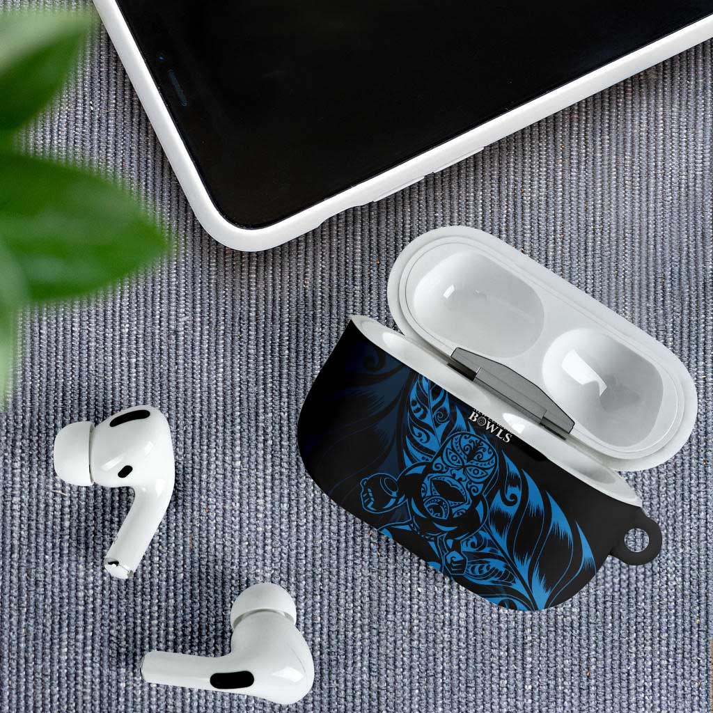 New Zealand Lawn Bowls AirPods Case Blue Maori Warrior Tribal Silver Fern - Polynesian Pride
