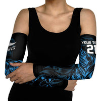 New Zealand Lawn Bowls Custom Arm Sleeves Blue Maori Warrior Tribal Silver Fern - Polynesian Pride