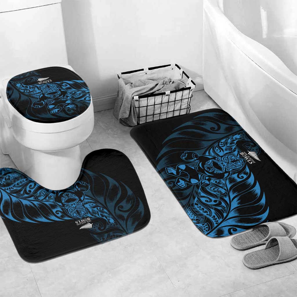 New Zealand Lawn Bowls Bathroom Set Blue Maori Warrior Tribal Silver Fern - Polynesian Pride