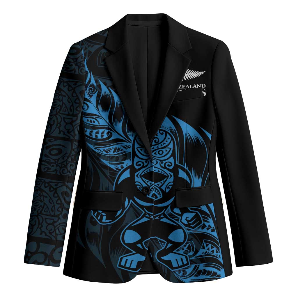 New Zealand Lawn Bowls Custom Blazer Blue Maori Warrior Tribal Silver Fern - Polynesian Pride