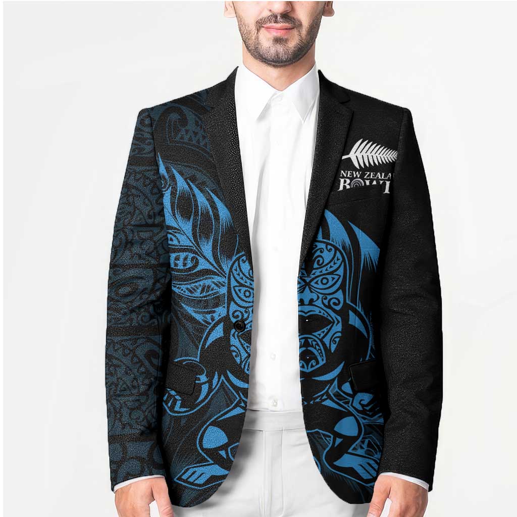 New Zealand Lawn Bowls Custom Blazer Blue Maori Warrior Tribal Silver Fern - Polynesian Pride