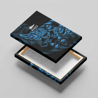 New Zealand Lawn Bowls Canvas Wall Art Blue Maori Warrior Tribal Silver Fern - Polynesian Pride