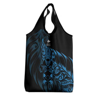 New Zealand Lawn Bowls Grocery Bag Blue Maori Warrior Tribal Silver Fern - Polynesian Pride