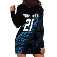 New Zealand Lawn Bowls Custom Hoodie Dress Blue Maori Warrior Tribal Silver Fern - Polynesian Pride