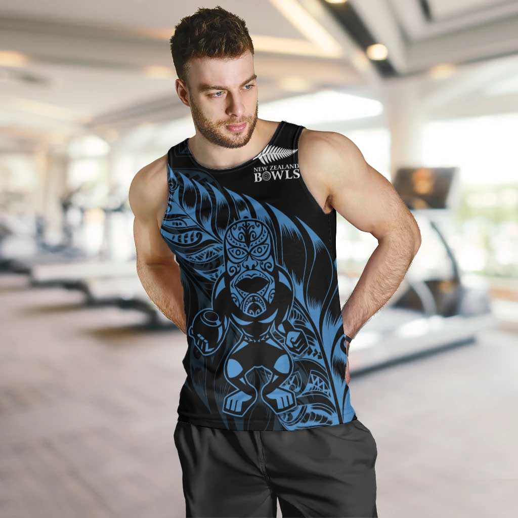 New Zealand Lawn Bowls Custom Men Tank Top Blue Maori Warrior Tribal Silver Fern - Polynesian Pride