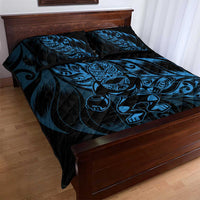 New Zealand Lawn Bowls Quilt Bed Set Blue Maori Warrior Tribal Silver Fern - Polynesian Pride