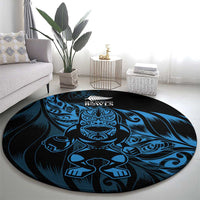 New Zealand Lawn Bowls Round Carpet Blue Maori Warrior Tribal Silver Fern - Polynesian Pride