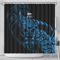 New Zealand Lawn Bowls Shower Curtain Blue Maori Warrior Tribal Silver Fern - Polynesian Pride