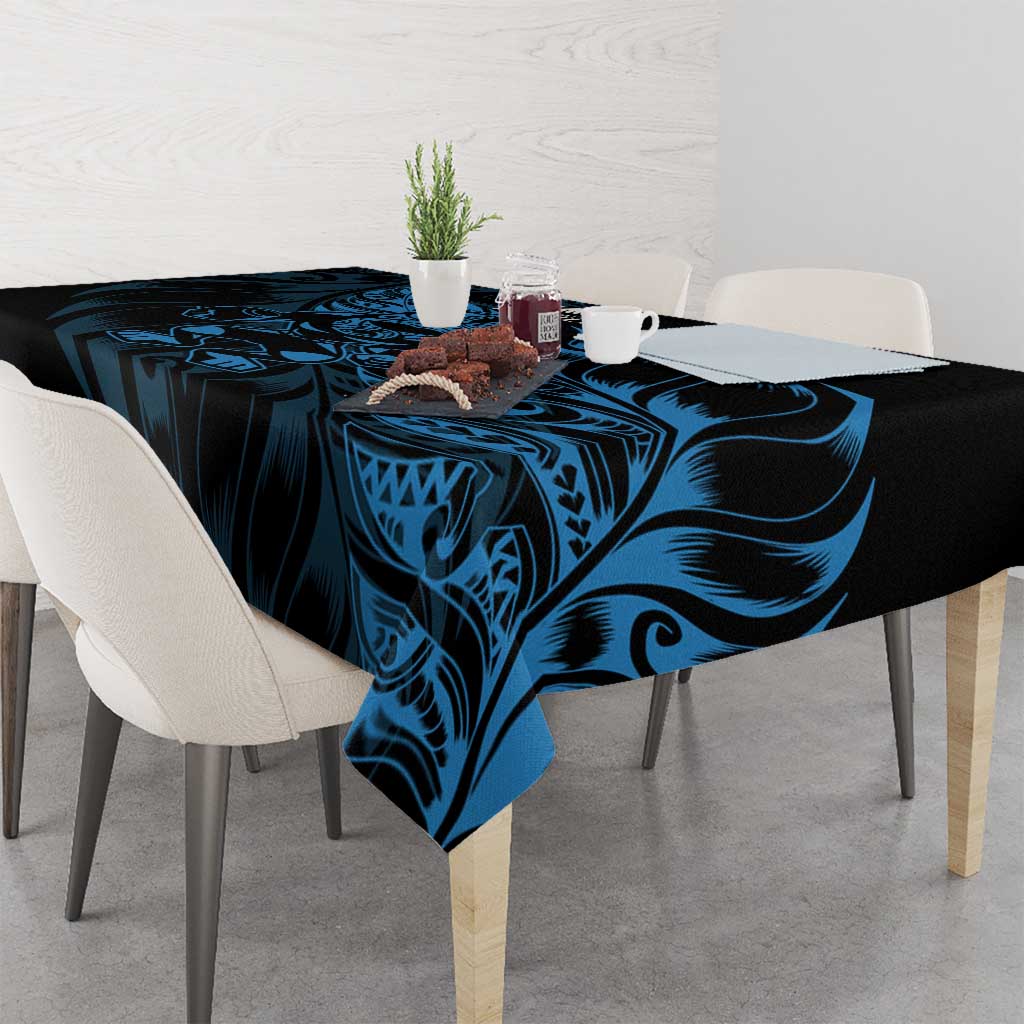 New Zealand Lawn Bowls Tablecloth Blue Maori Warrior Tribal Silver Fern - Polynesian Pride